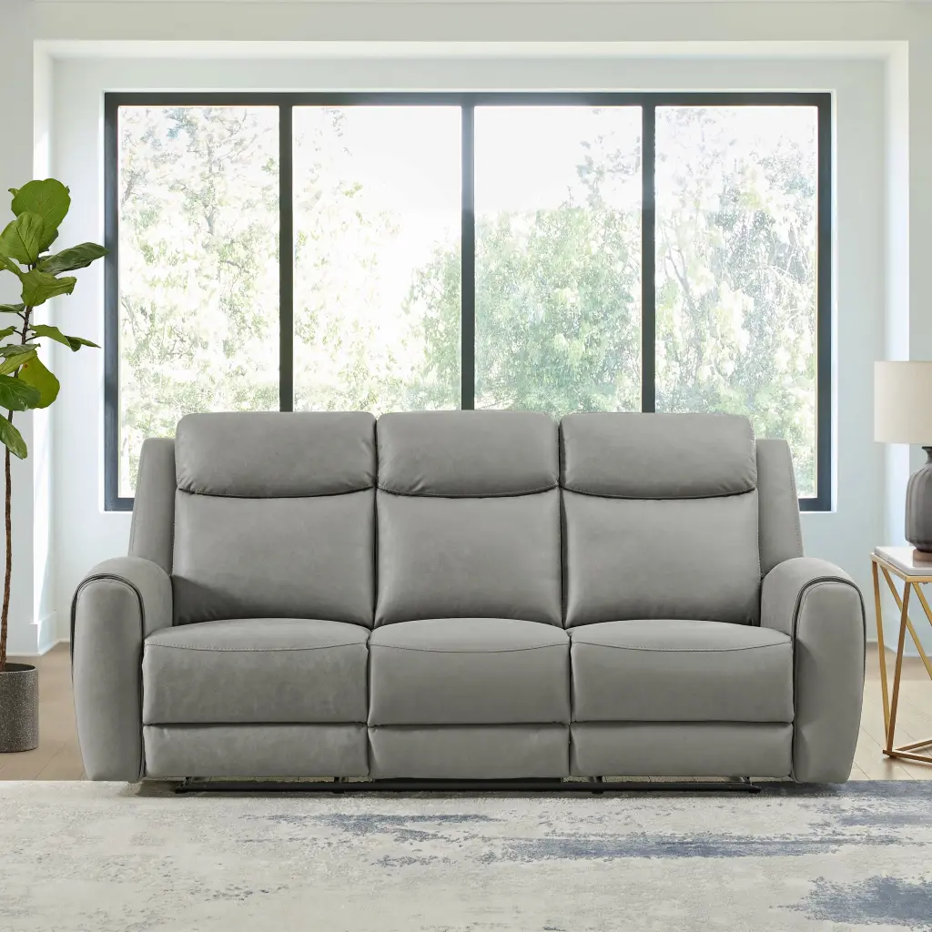 Roundhill Furniture Wesley Gray Transitional Manual Reclining Sofa