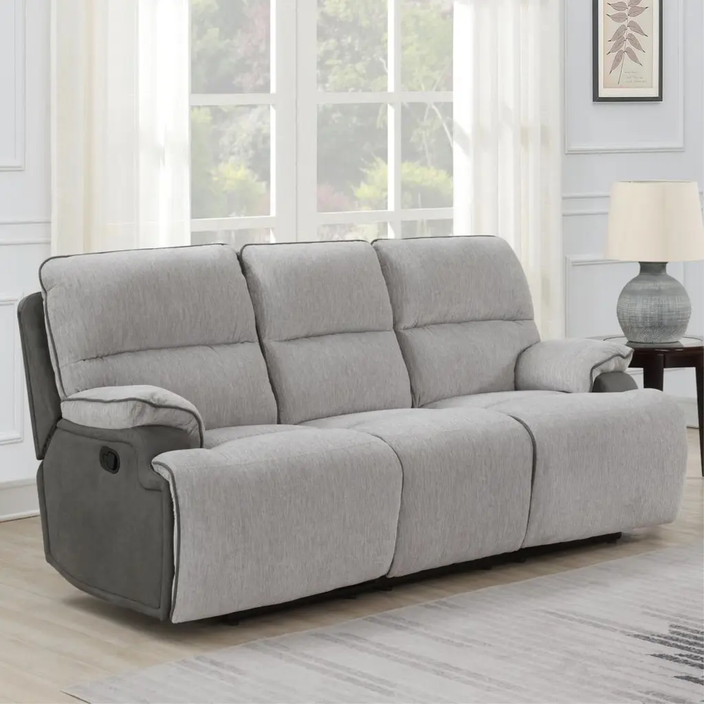 Steve Silver Cyprus Light Gray Fabric Recliner Sofa Steve Silver Company