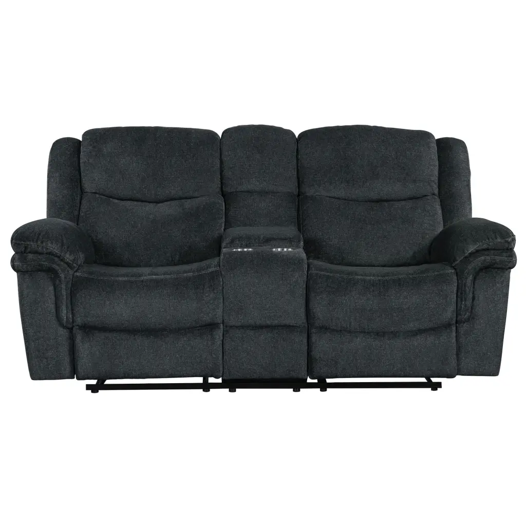 Home Theater Seating Manual Reclining Sofa Dark Blue Storage and USB unknown