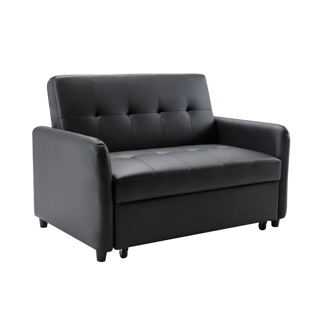 Maykoosh Retro Renaissance 52 Inch Convertible Sleeper Loveseat USB Ports and Reclining - Black