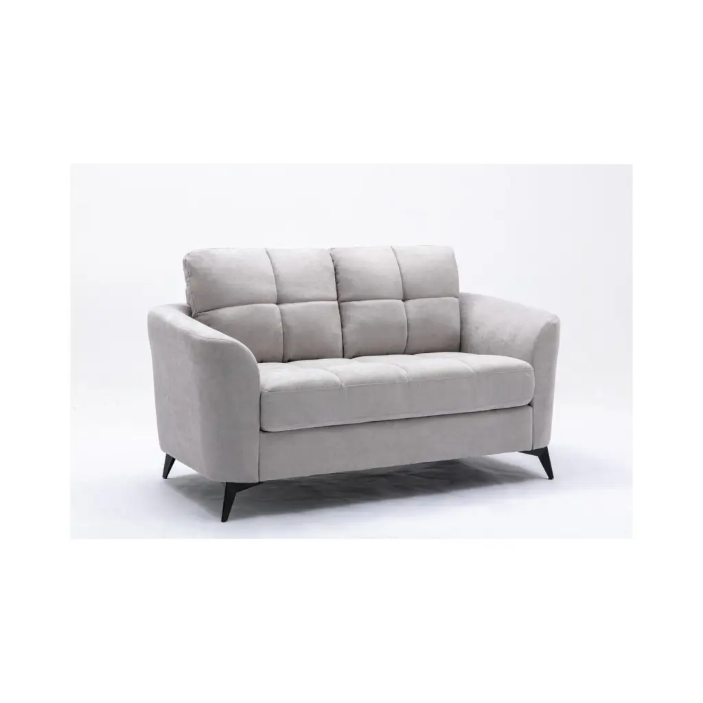 Homestock Renaissance Revival Light Gray Velvet Fabric Loveseat Classic Decor