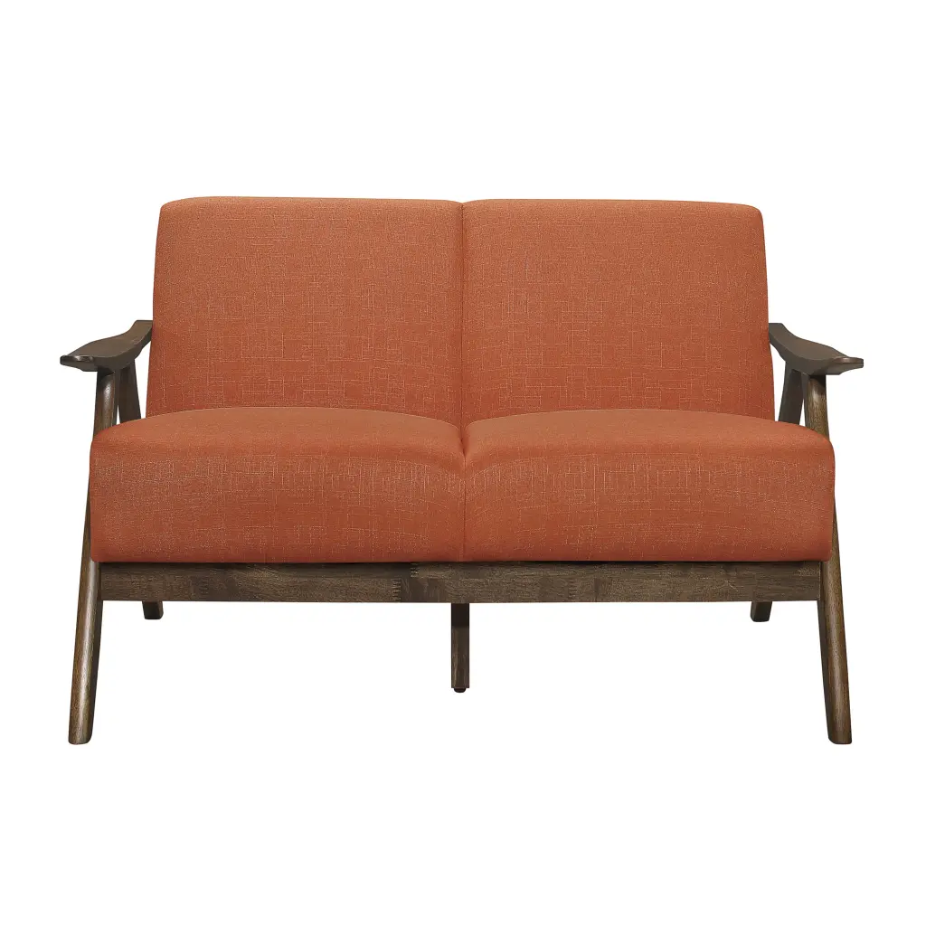 Lexicon Damala Collection Retro Inspired Orange Loveseat Couch