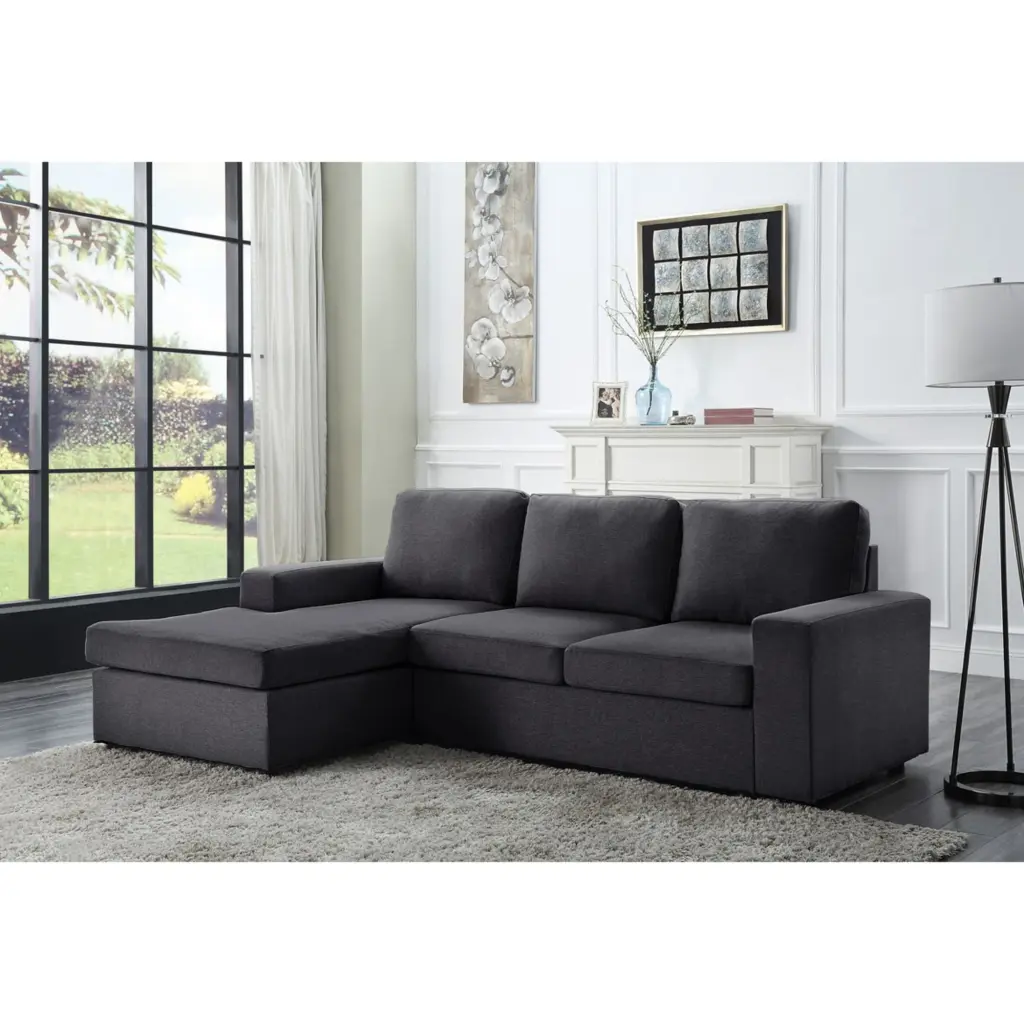 Lilola Newlyn Reversible Sectional Sofa Dark Gray Linen Fabric Flexible Spaces Lilola Home