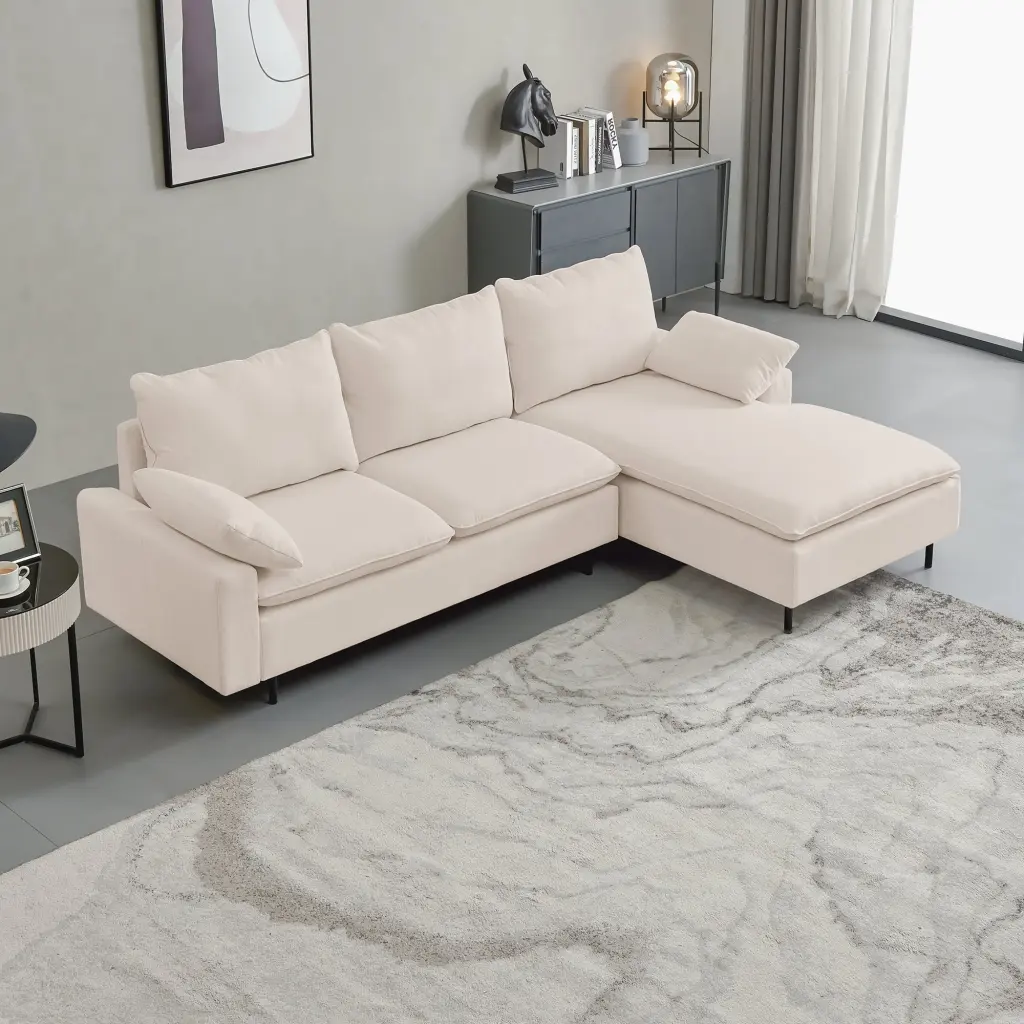 OYang L-shaped Corner Sofa 2 Movable Left Chaise Reversible Sectional Sofa