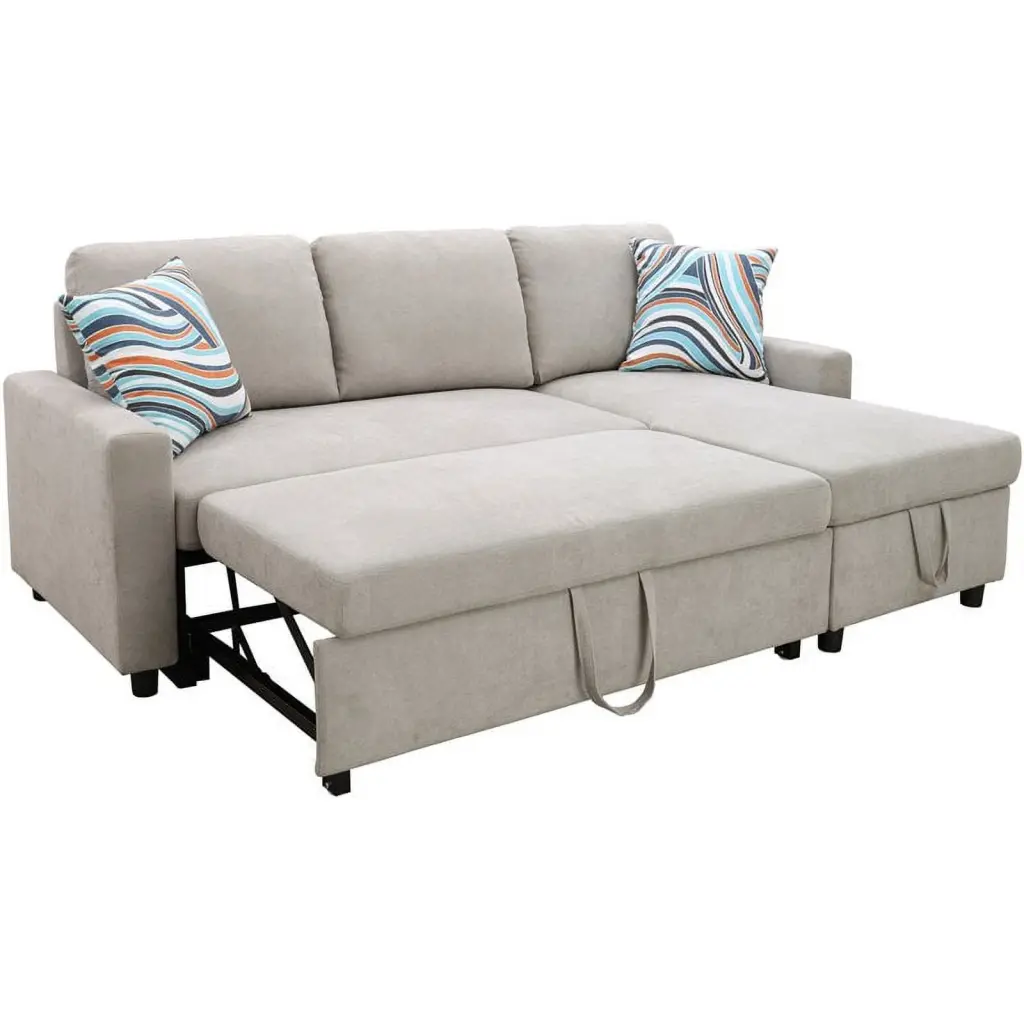 Star Home Living Hannah Microfiber Reversible Sectional Sofa Gray Soft Fabric