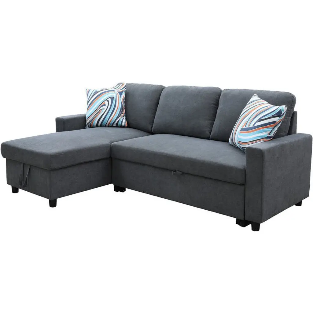 Star Home Living Hannah Microfiber Reversible Sectional Sofa Dark Gray