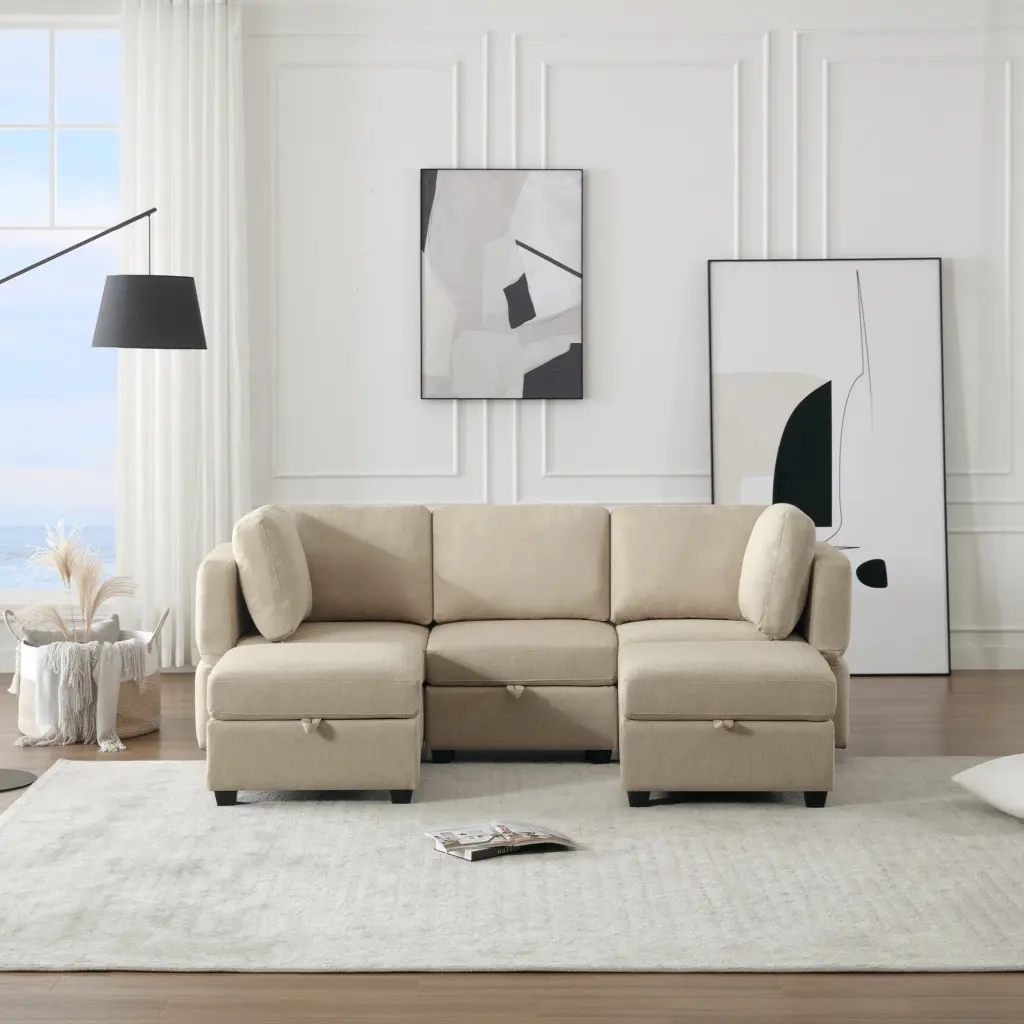 Reversible Modern Modular Sectional Sofa Chaise and Storage Seats U Shaped 5 Seater Couch unknown