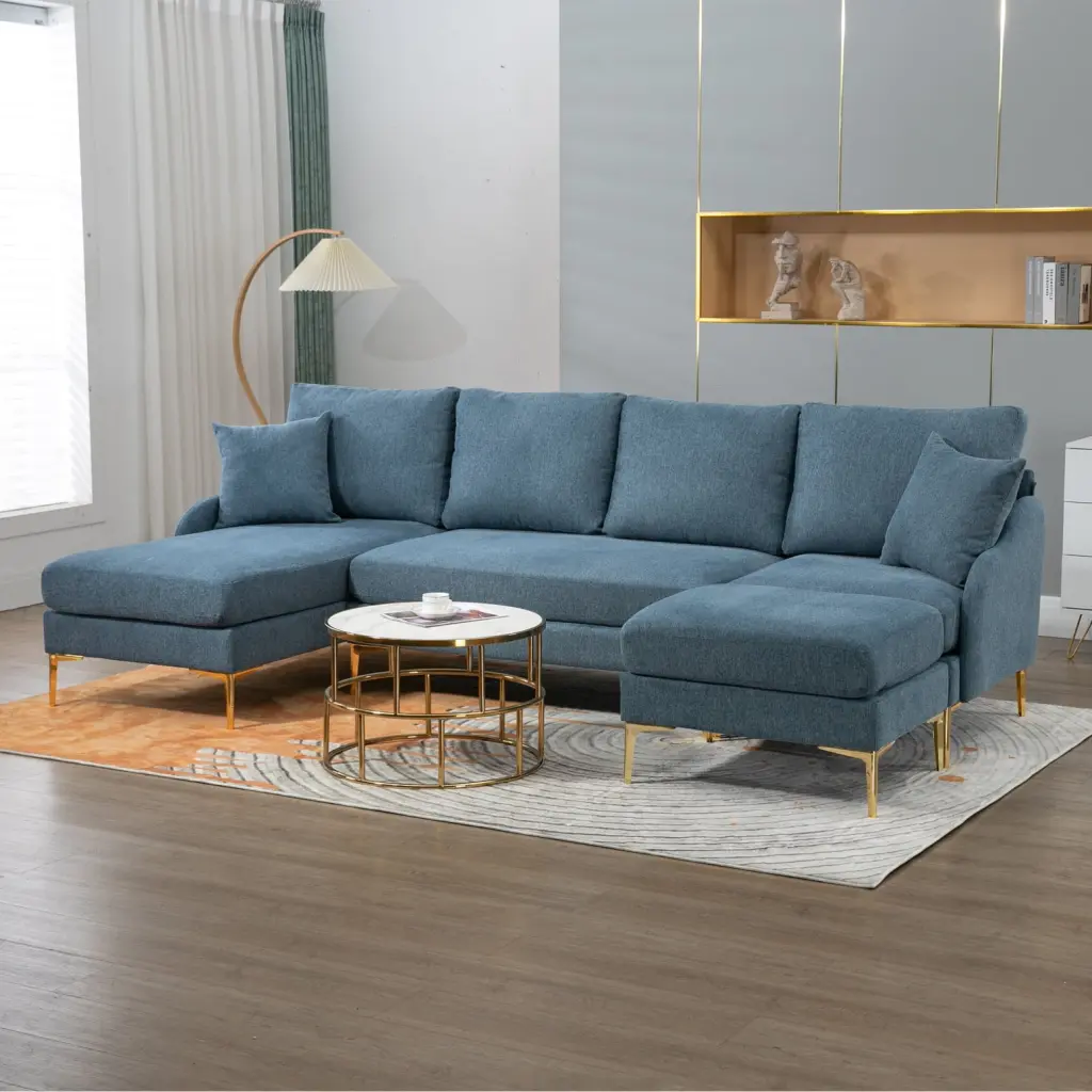 Chic 110 Reversible Sectional Sofa Left or Right Chaise Lounge Blue Wodine