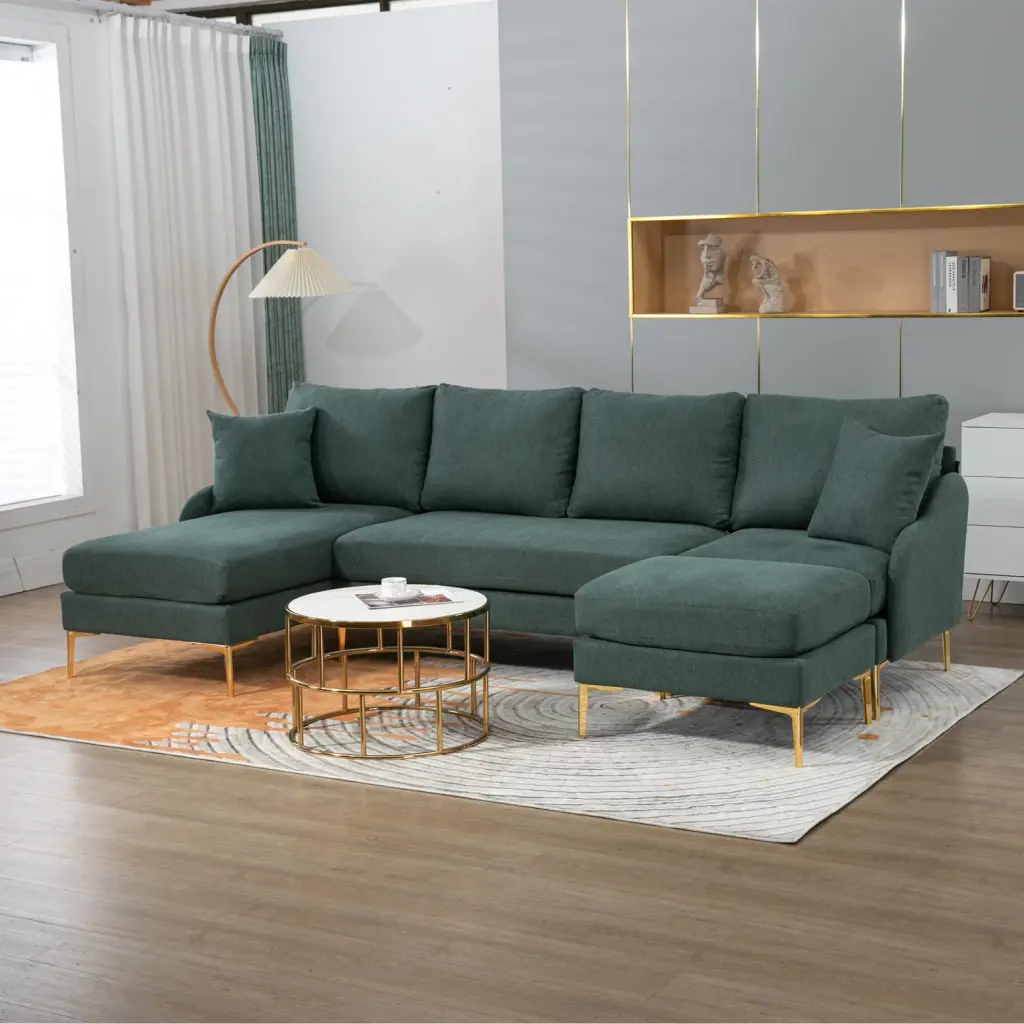 Versatile 110 Reversible Sectional Sofa Left or Right Chaise Lounge Green Wodine