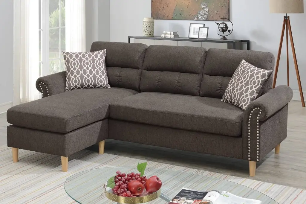 Gorgeous Living Room Modern Furniture Tan Color Velvet Fabric Cushion Couch Pillows Reversible Sectional Sofa Set Esofastore