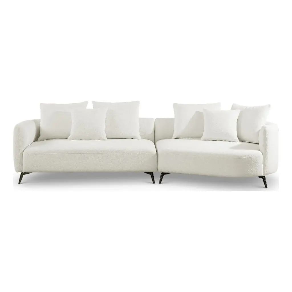 Lusitania Fabric Solid Wood Right Facing Sectional Sofa Cream Ashcroft