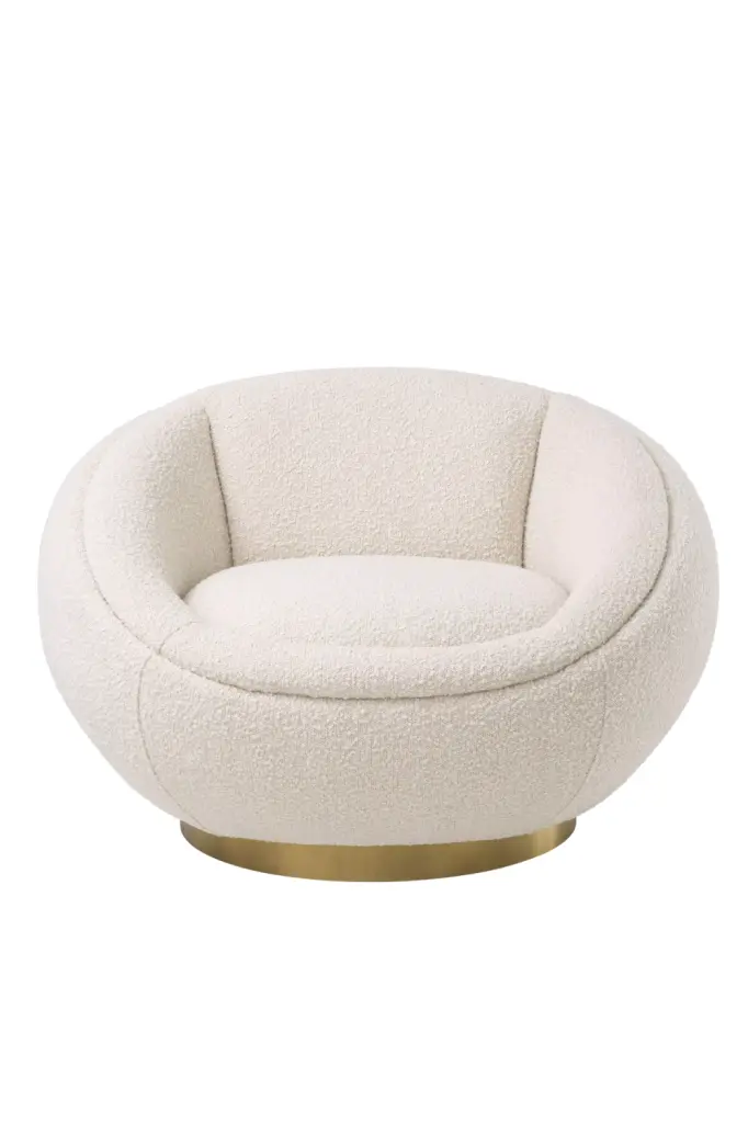 Round Bouclï¿½ï¿½ Swivel Chair Eichholtz Bollinger Modern Living Room Seating