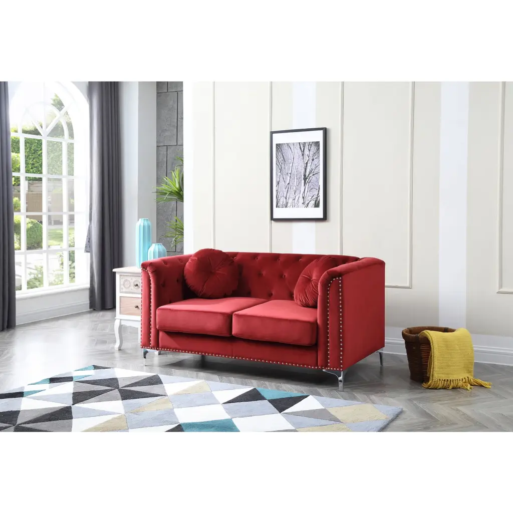 Maykoosh Rustic Ranch Loveseat Burgundy Leather Look