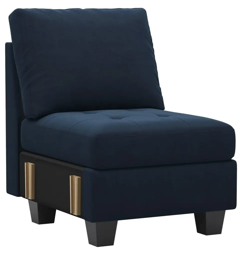 Bennium Blue Velvet Single Seat Module Modular Sectional Sofa Armless Accent Chair