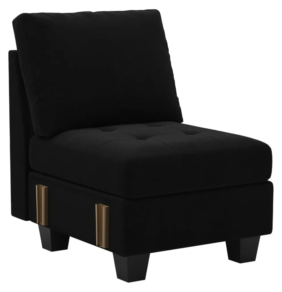 Gexandy Black Velvet Single Seat Module Modular Sectional Sofa Armless Accent Chair