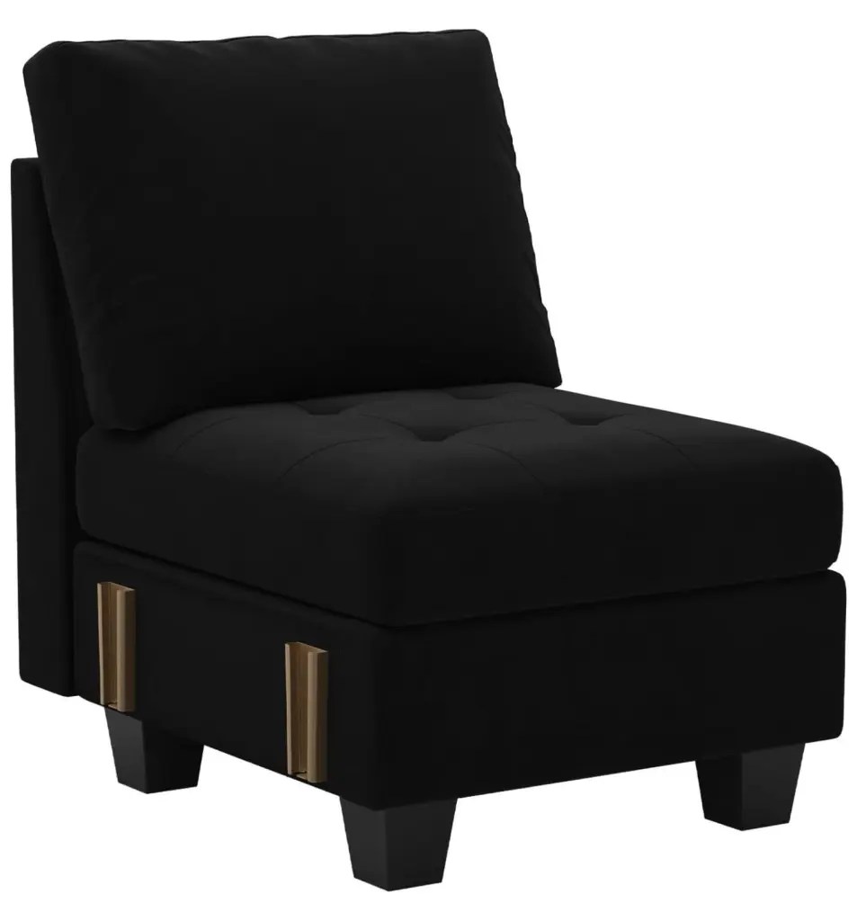 KioJJp Black Velvet Single Seat Module Modular Sectional Sofa Armless Accent Chair