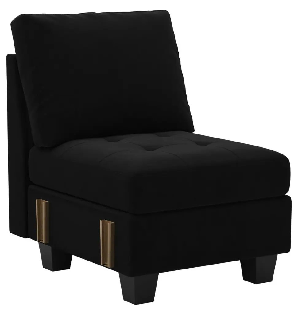 LoWyiL Black Velvet Single Seat Module Modular Sectional Sofa Armless Accent Chair