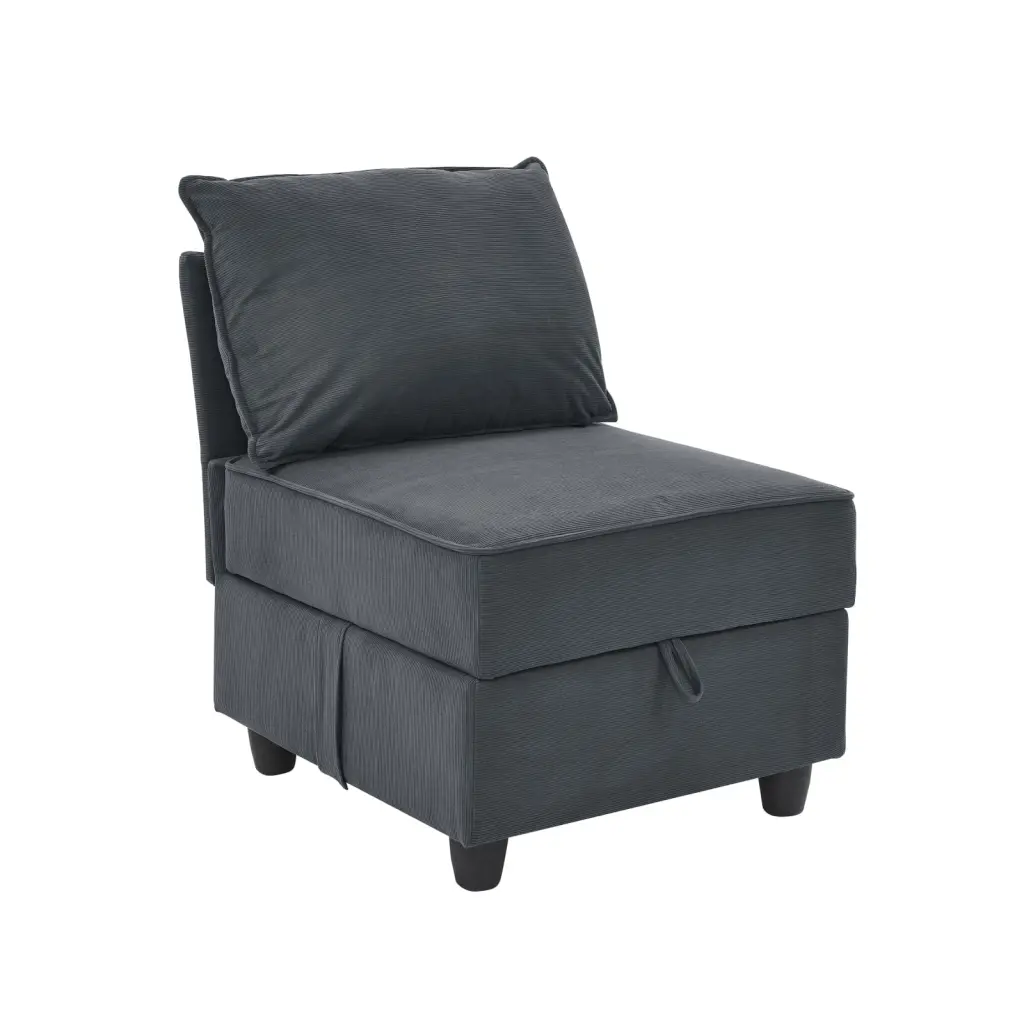 Modern Gray Corduroy Velvet Modular Sofa Middle Seat without Armrest Stylish Sectional Couch Ponnky