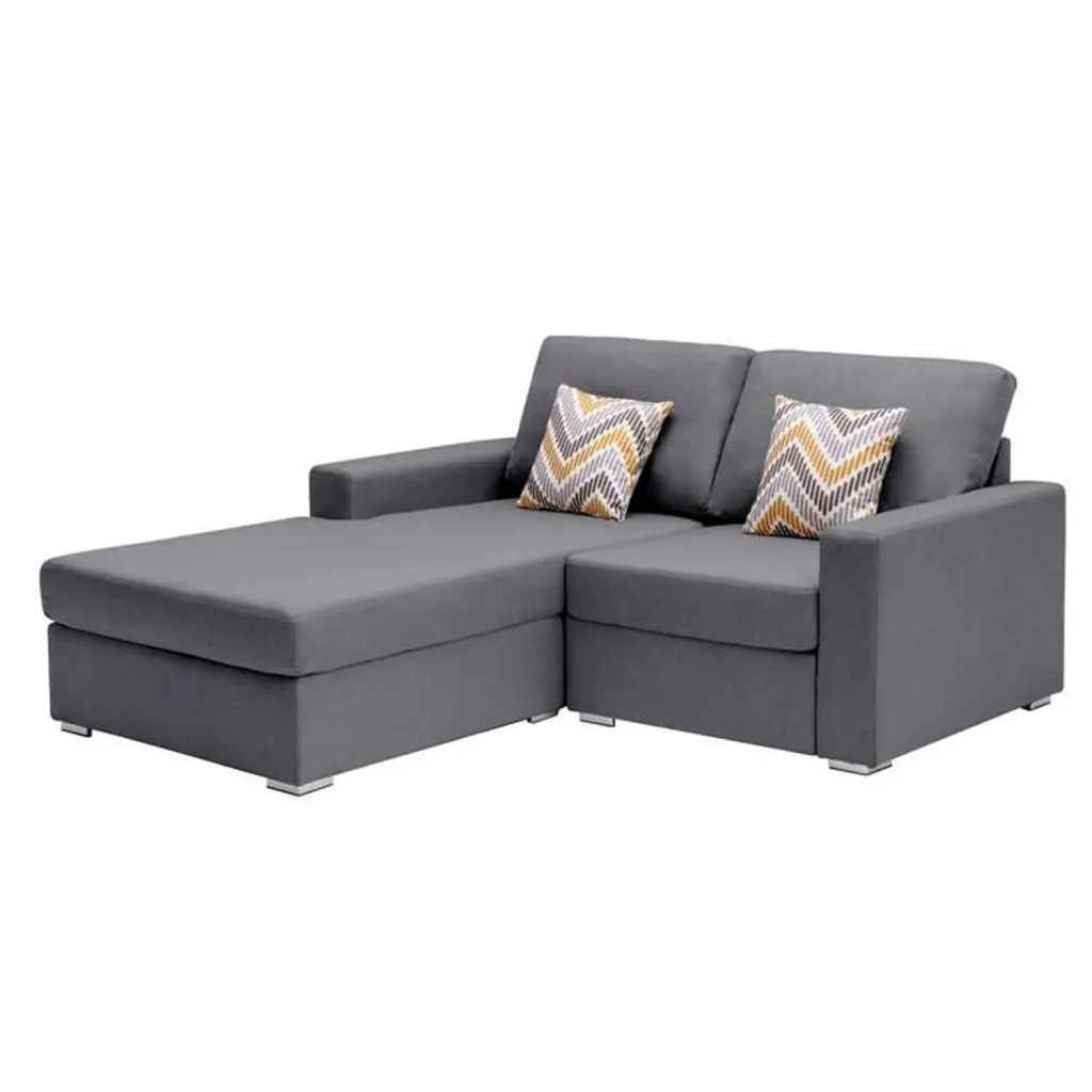 Benjara Meg 67 Inch 2 Seater Left Sectional Loveseat Reversible Chaise Gray