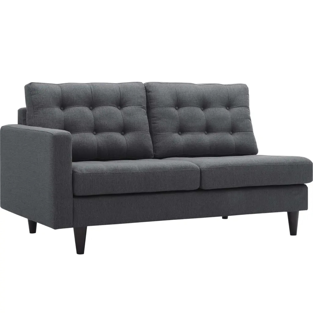 Ergode Empress Left-Facing Upholstered Fabric Loveseat Gray Sectionals