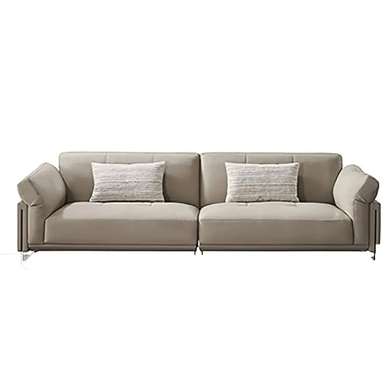 American Eagle Furniture 2-Piece Modern Genuine Leather Sofa Set Light Gray