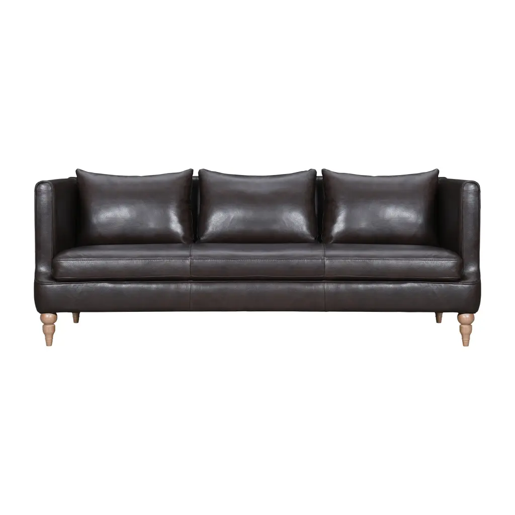 Armen Living Vincenza 85 Dark Brown Upholstered Leather Sofa