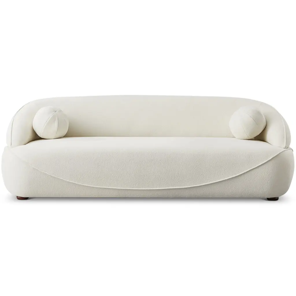 Borsan Modern Luxury Japandi Style Boucle Fabric Curvy Sofa Couch Ivory Ashcroft