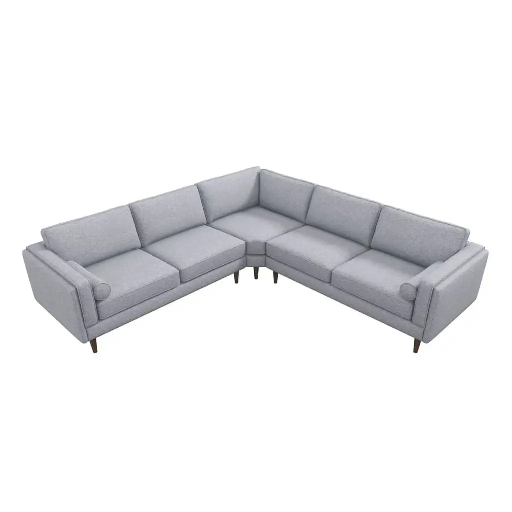 Marinelli Modern L-Shaped Pillow Back Fabric Corner Sofa Light Grey Ashcroft