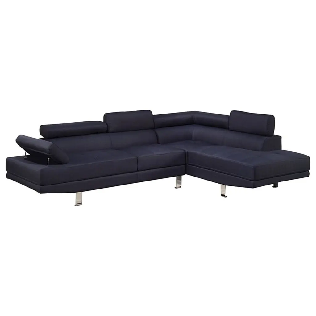 BenJara Polyfiber Linen Fabric Sectional Sofa Blue