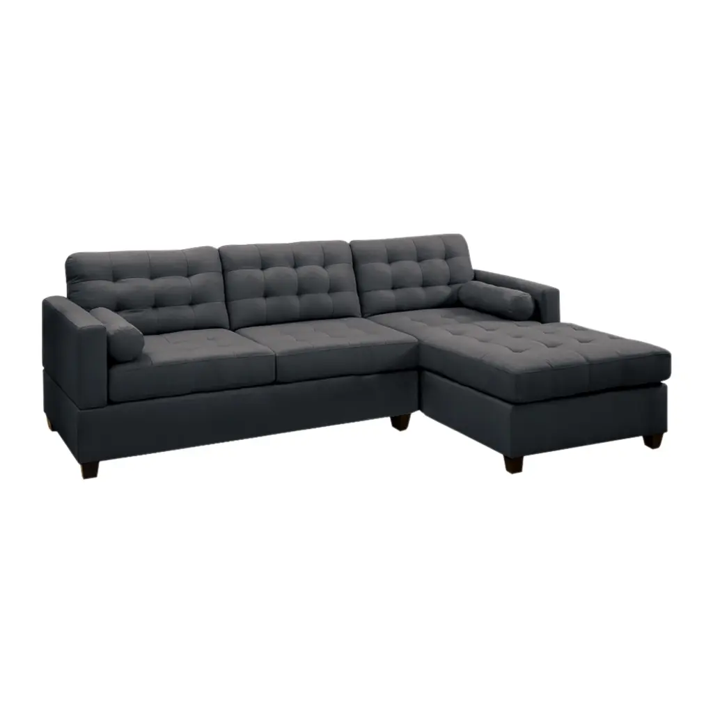 Polyfiber Linen Fabric Sectional Sofa Gray Benzara