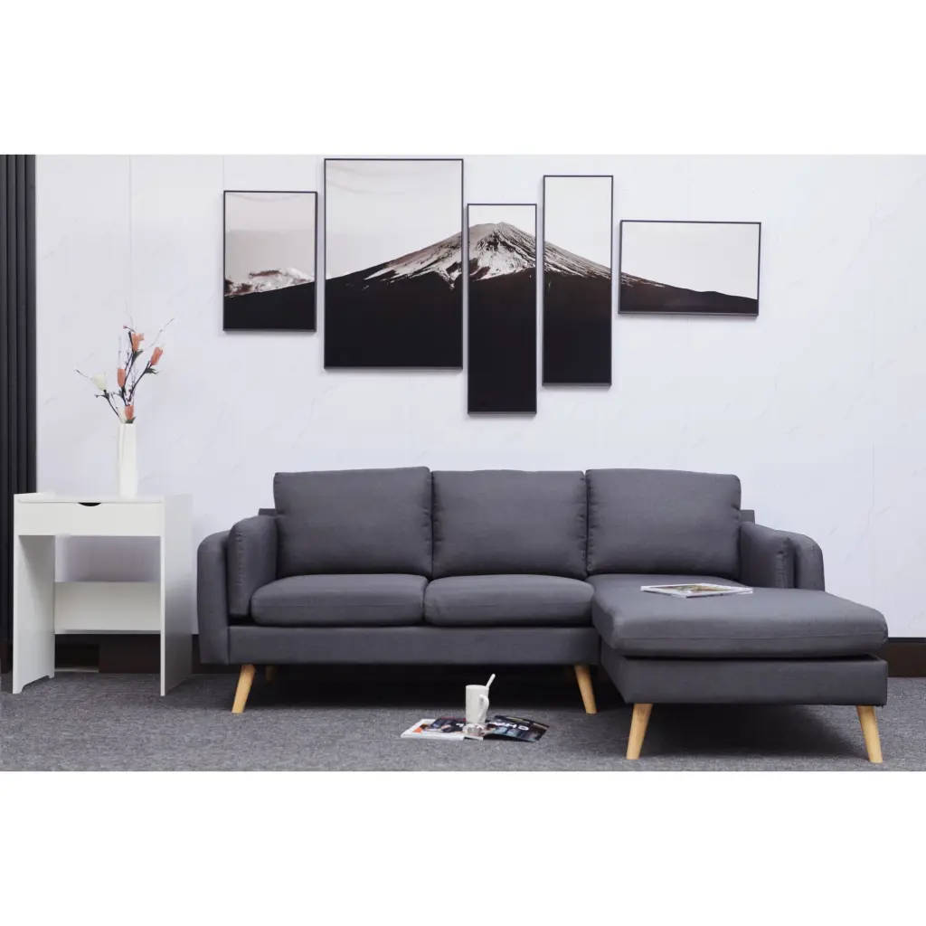 3020 L-Shaped Sofa Footrests Left Right Interchangeable Double Armrests Dark Gray CNCJ