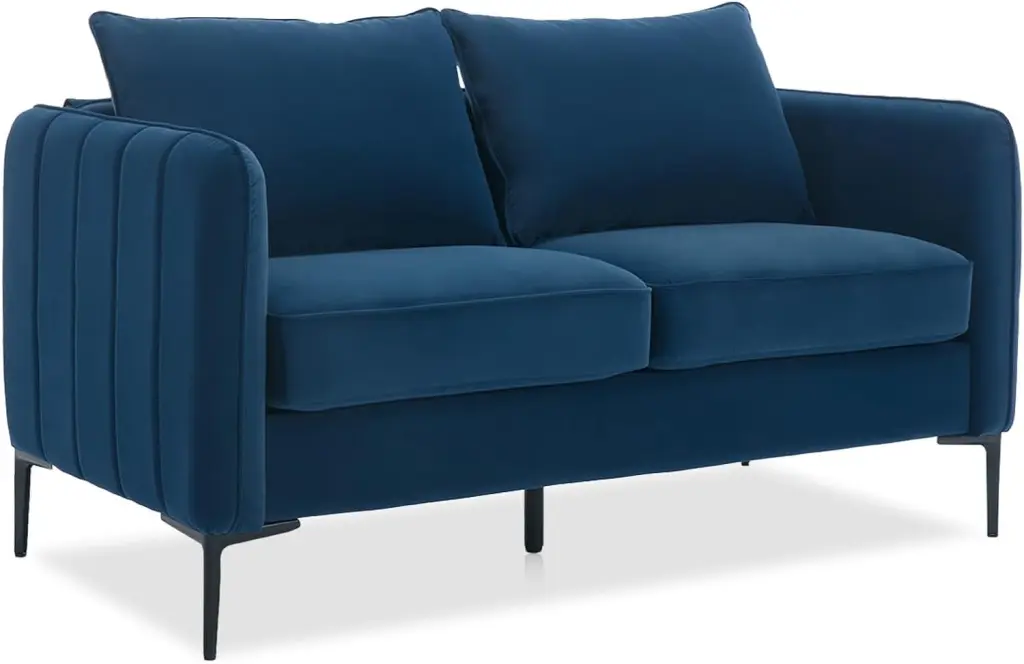 85 Inch Modern Velvet Upholstered 3-Seat Sofa Couch Living Room Bedroom Office Black DecoraFlex