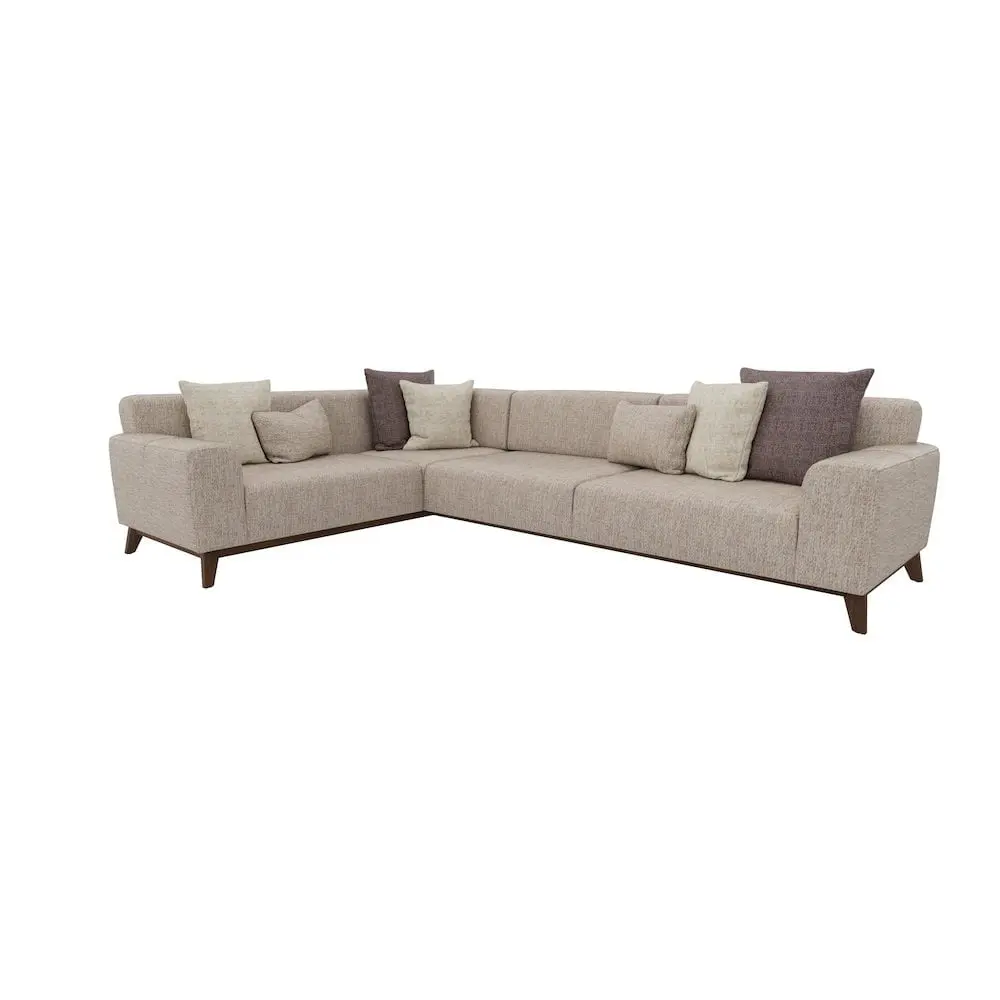 Enza Home Netha Fabric Left Hand Facing Corner Sofa Bed Cream - Convertible Sleeper Sofa