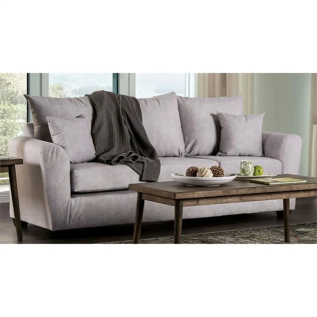 Furniture America Argan Contemporary Fabric Upholstered Sofa Gray - Modern Sectional Sofa