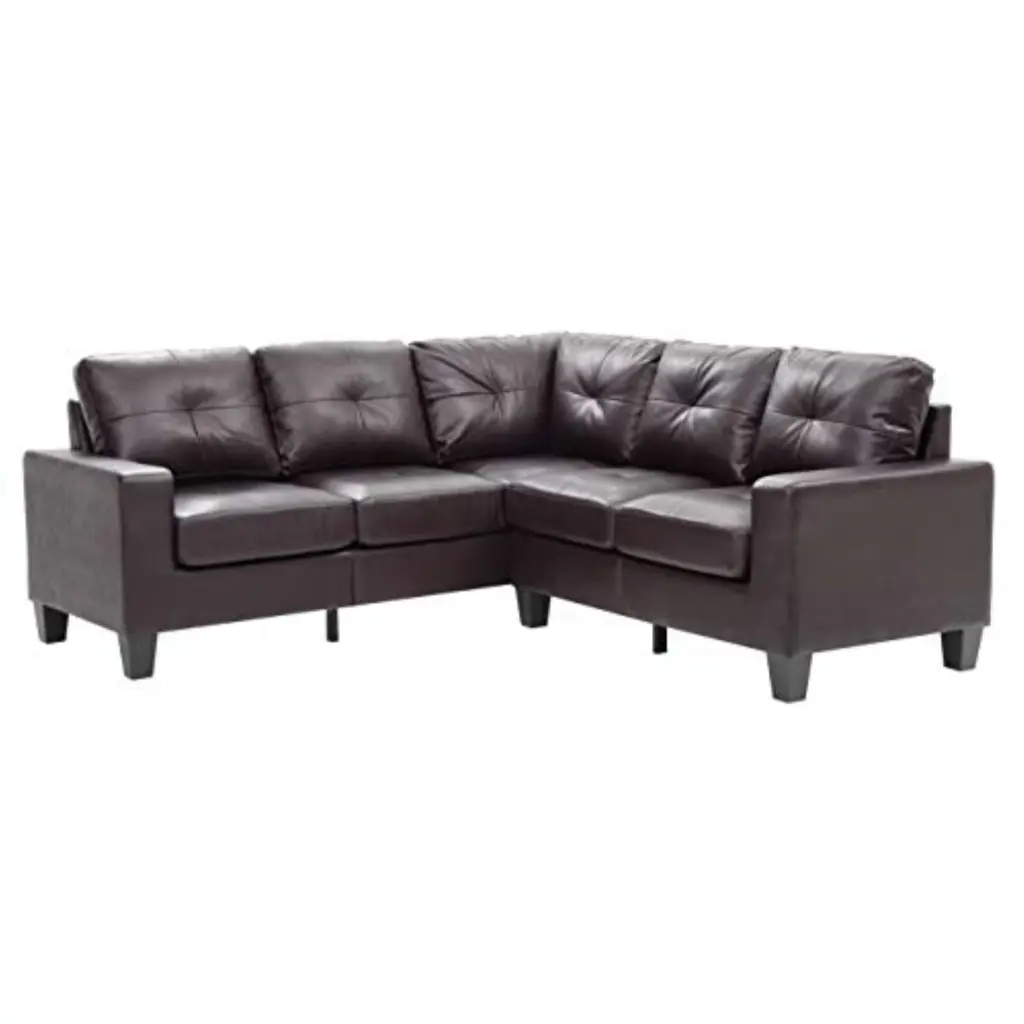 Glory Furniture Newbury Faux Leather Sectional Sofa Dark Brown