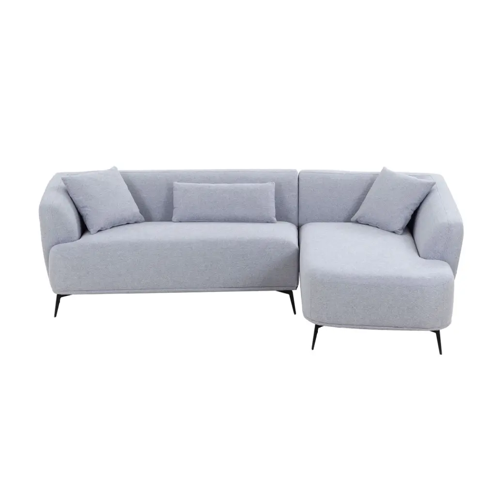Elegant Light Grey L-Shape Sectional Sofa Chaise Hardwood Frame Soft Fabric Modern Couch HATNOKIL