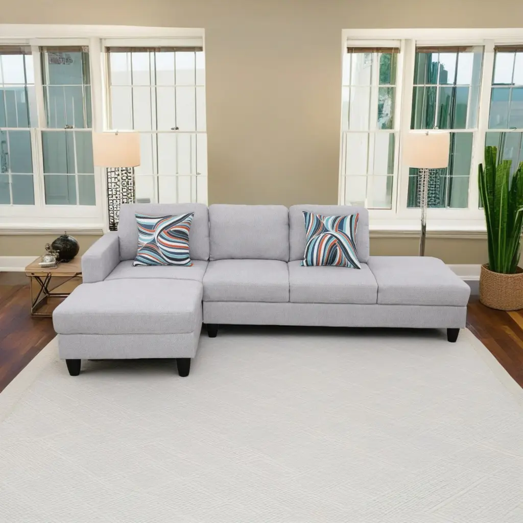 Hommoo L Shaped Sectional Couch Sofa Lint Living Room Furniture Set Apartment Upstairs Loft Living Room 16.5 Inch Back Hei...