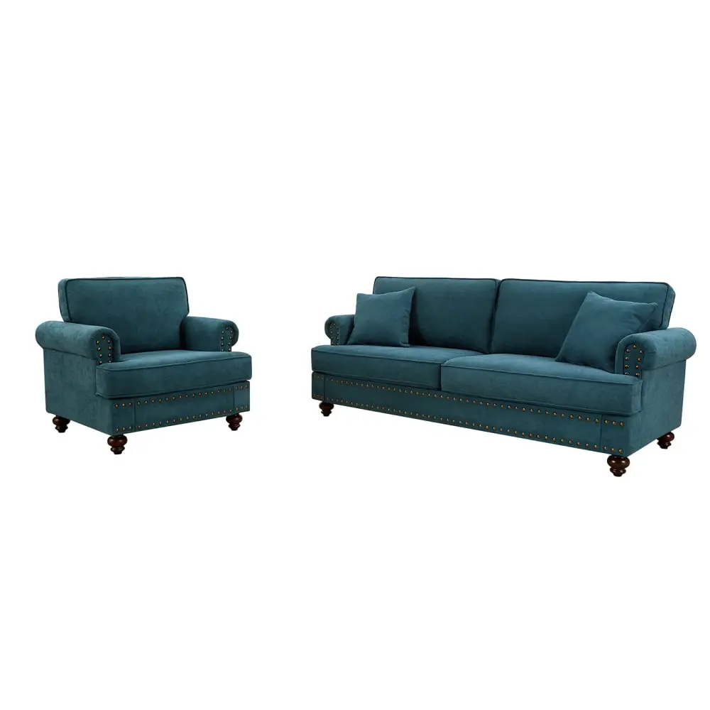 37.2 Modern Sofa Couch Armrests and Rolling Arm Wood Frame Upholstered Sectional Sofa Loveseat Kojooin