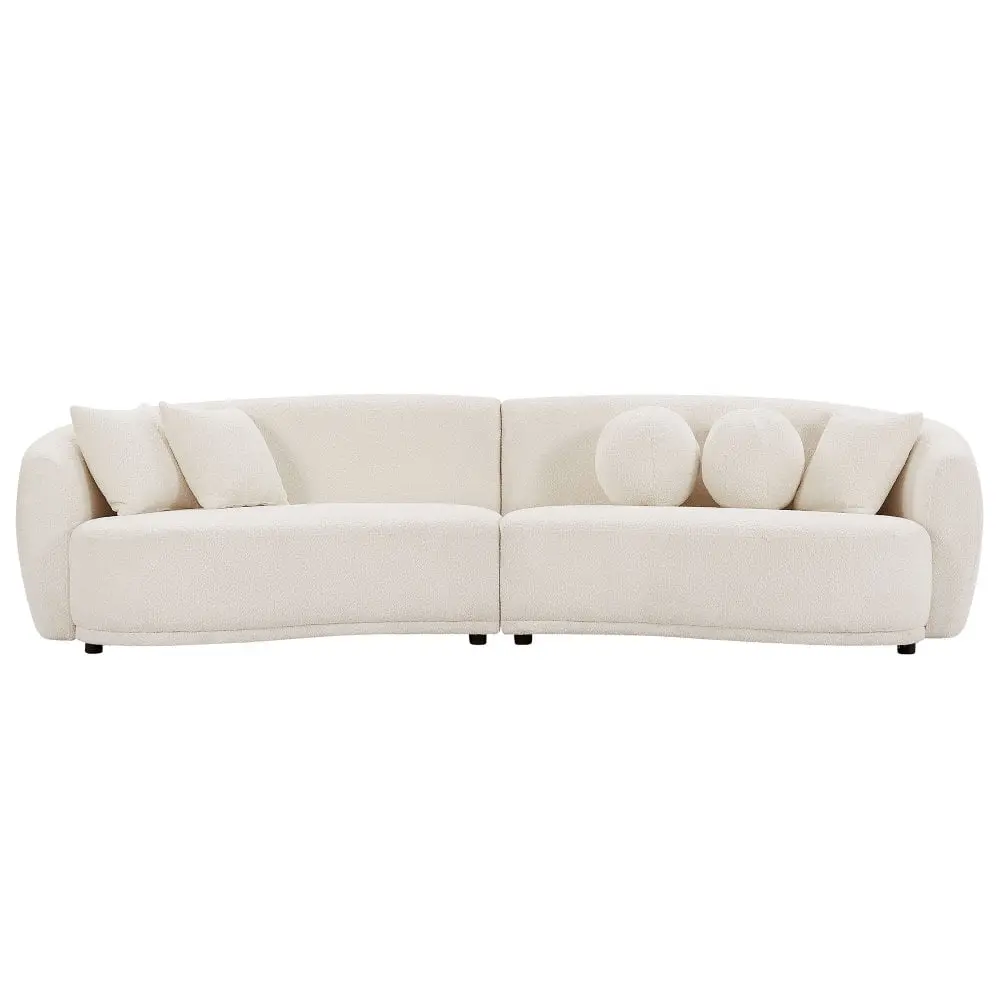 Modern Fabric Upholstered Sectional Sofa 5 Throw Pillows and Deep Seats Kojooin