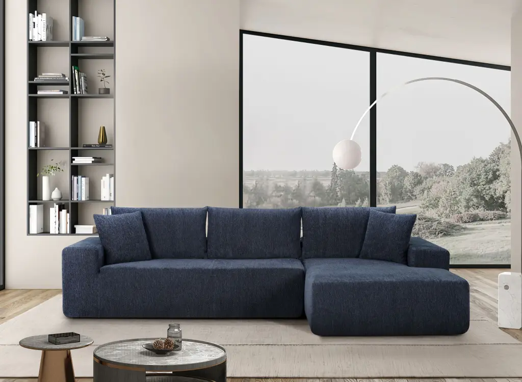 Ramiro L Shaped Polyester Sectional Sofa Modern Living Room Couch Comfortable Seating Lollov Furniture
