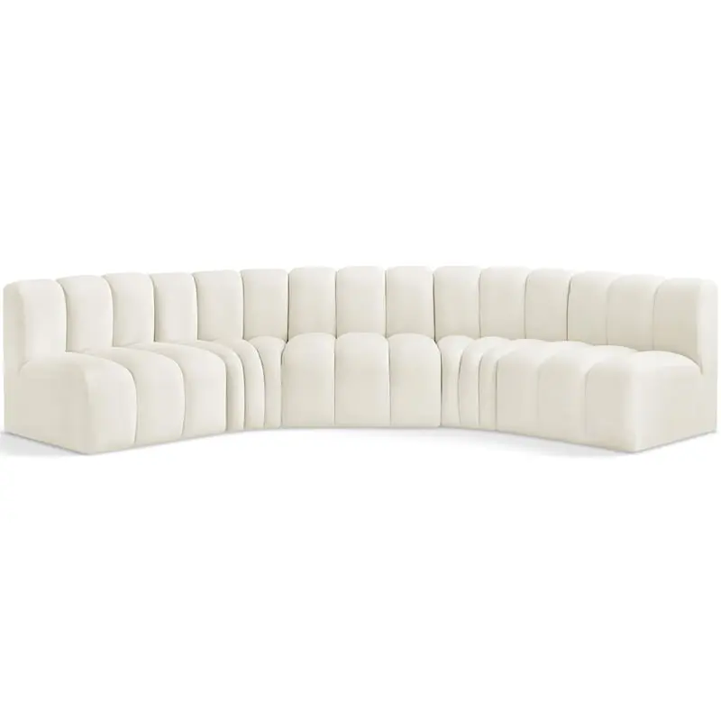 Meridian Furniture Arc Cream Velvet Modular Sofa - Luxurious Living Room Sectional Soft Velvet Upholstery