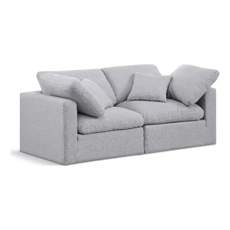 Meridian Furniture Indulge 70 Upholstered Linen Fabric Modular Sofa Gray - Modern Sectional Sofa