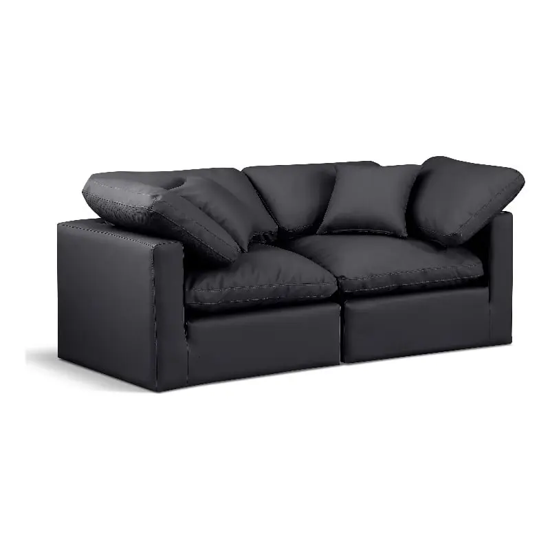Meridian Furniture Indulge 70 Vegan Leather Modular Sofa Black - Contemporary Sectional Sofa