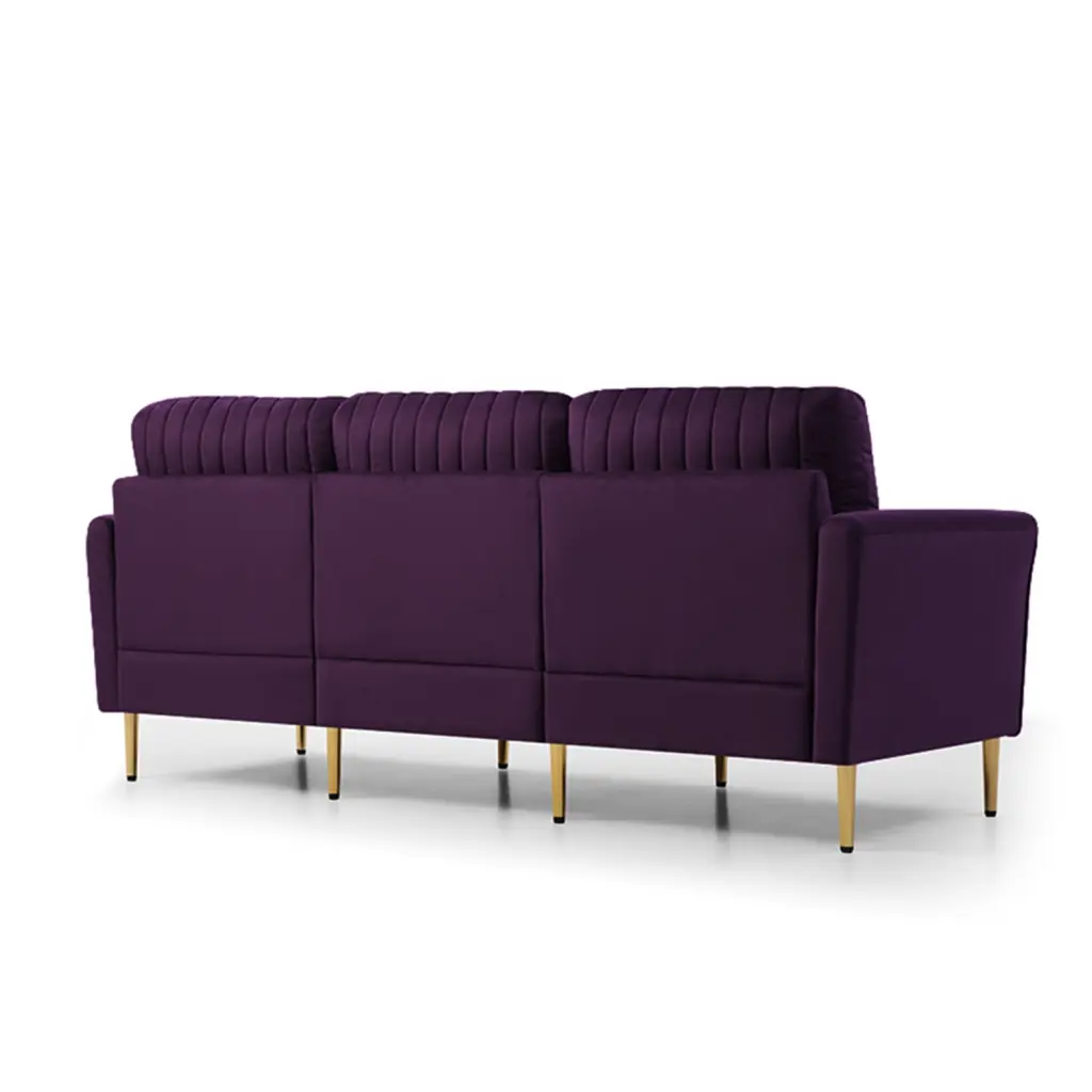 Miekor Furniture Living Room Sofa Velvet Upholstered 3-Seat Couch Purple Home or Office