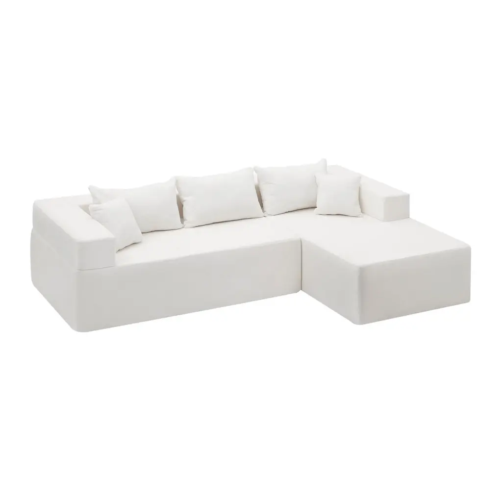 Miekor Furniture L-Shape Modular Sectional Living Room Sofa Set Upholstered Sleeper Sofa 16.53 Inch Cushion Heightening 2 ...