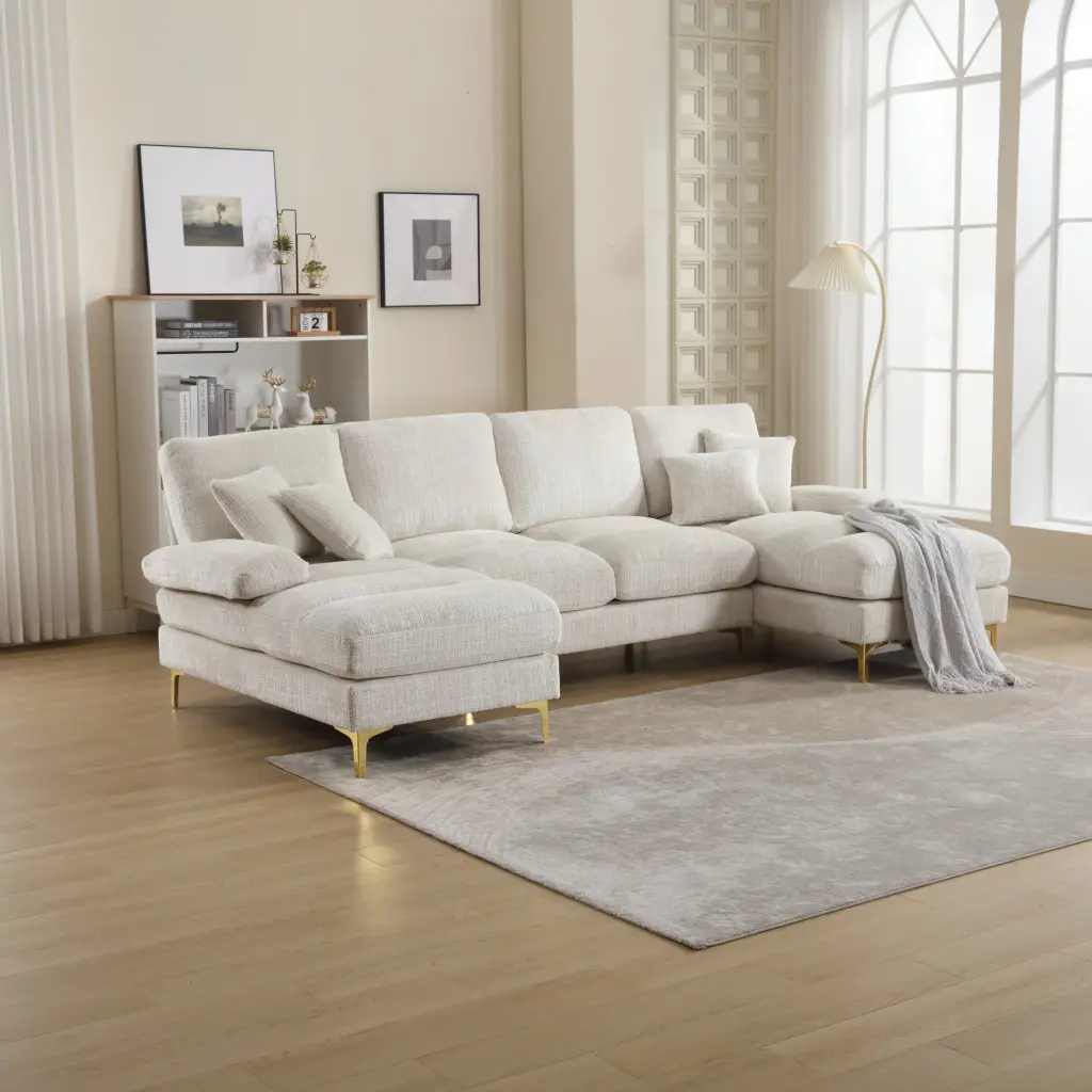 Miekor Modern Large Chenille Fabric U-Shape Sectional Sofa Living Room