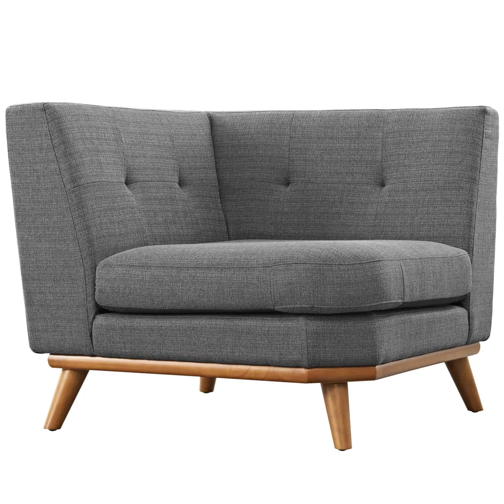 Modern Contemporary Corner Sofa Grey Fabric