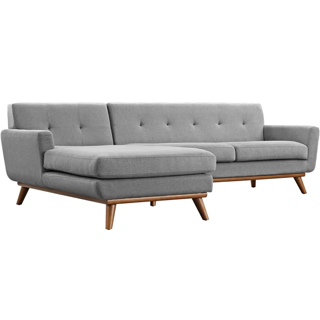 Modern Contemporary Left-Facing Fabric Sectional Sofa Gray