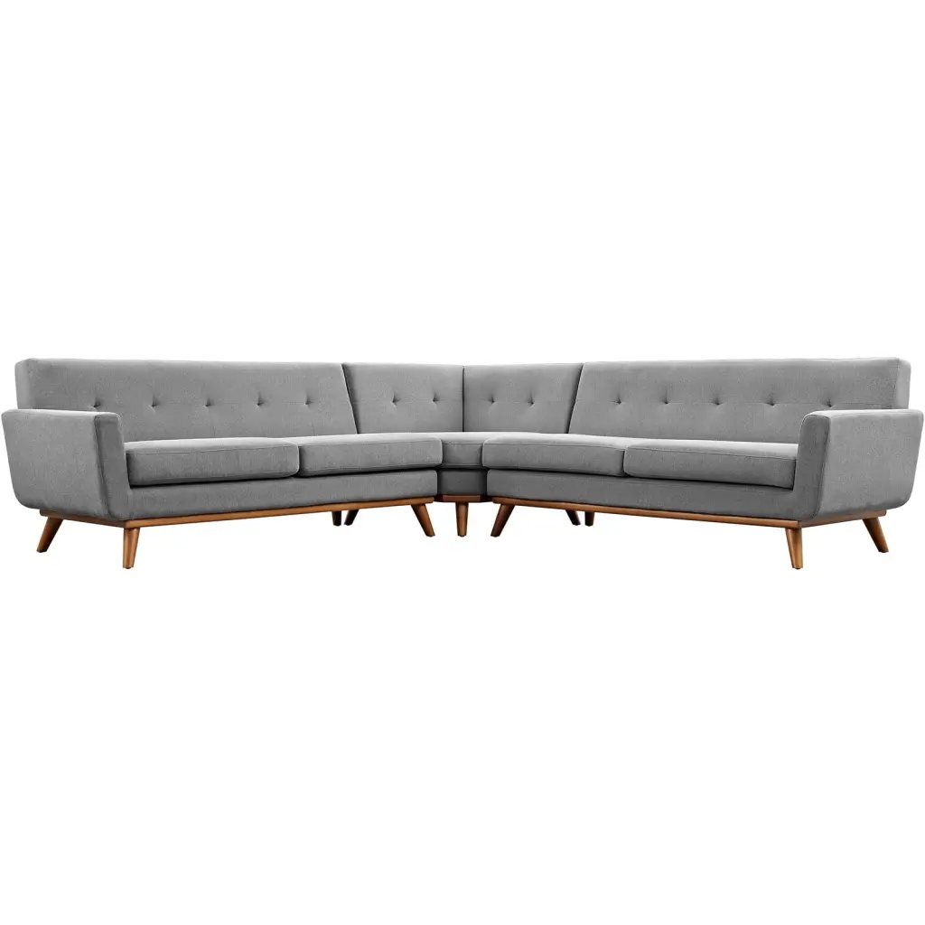 Modern Contemporary L-Shaped Sectional Sofa Gray Fabric Living Room