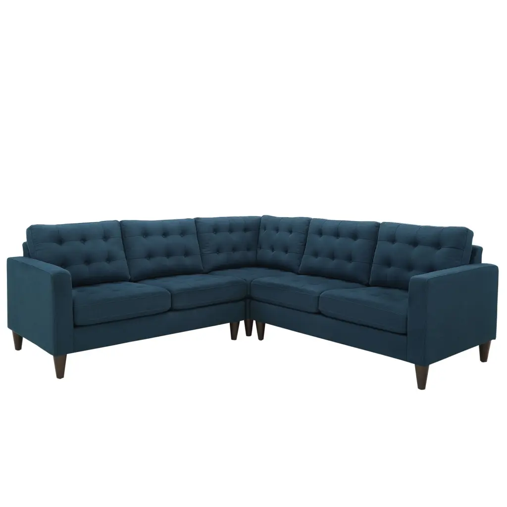 Modern Contemporary 3 Pcs Fabric Sectional Sofa Set Navy Fabric